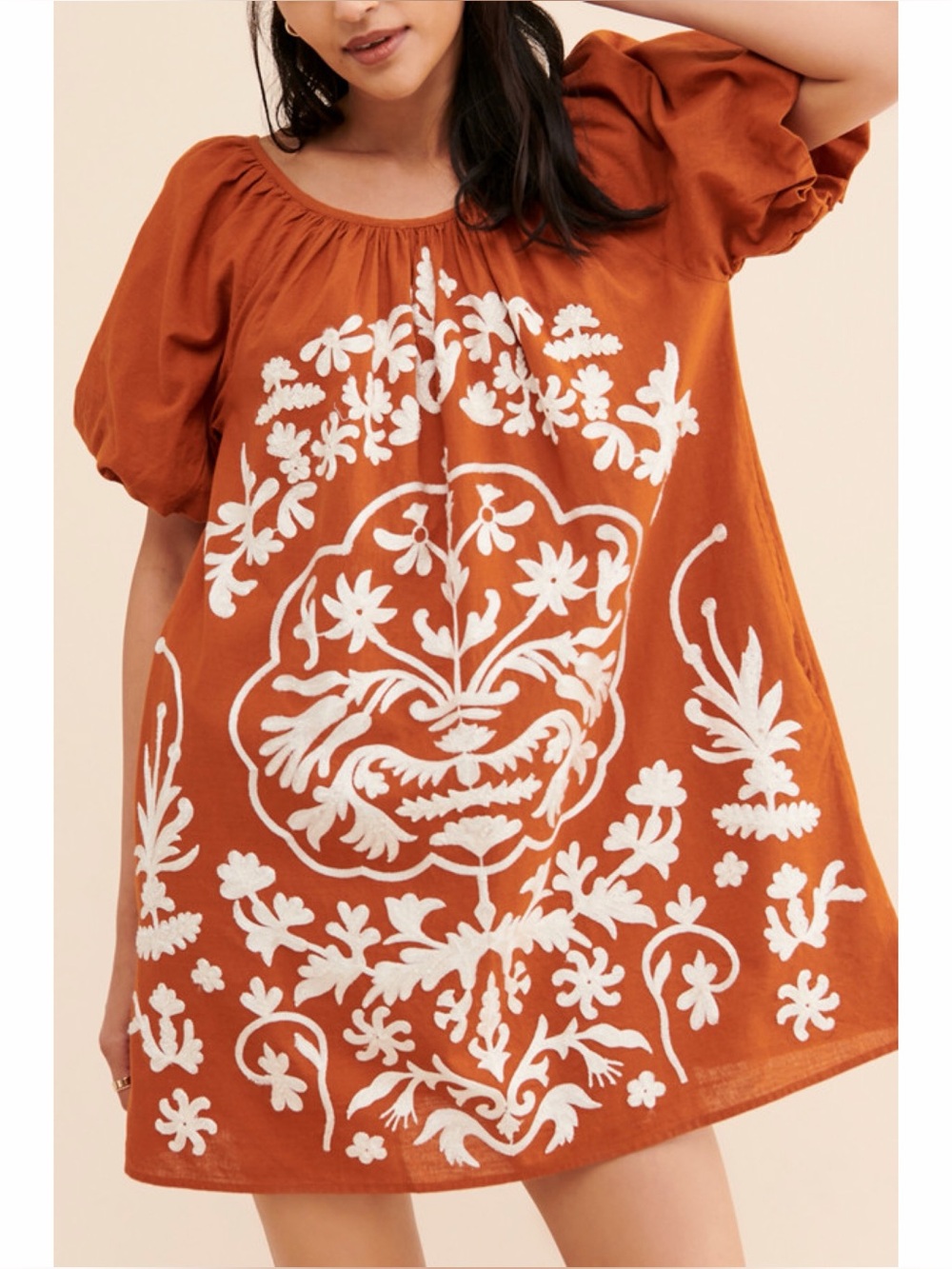 Free People Fiona Embroidered Mini Dress
